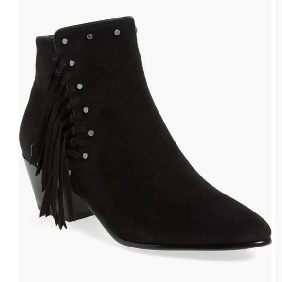 Sam Edelman Black Studded Fringe Boots - Picture 1 of 12